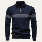 Dama Washington Ivo men's casual quarter zip sweater navy stripe - front view