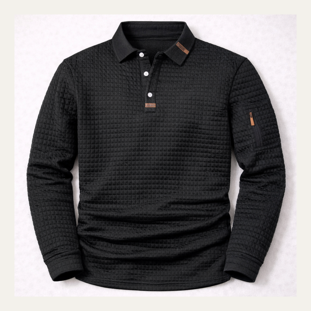 Dama Washington Axel men's quilted polo shirt black long sleeve - view 4