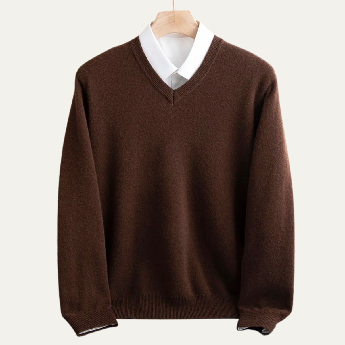 Beau | Men's V Neck Sweater Gray Crew Neck Long Sleeve