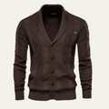 Dama Washington Bram men's quilted diamond cardigan brown button up - front view