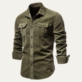Dama Washington Kade men's utility denim shirt olive long sleeve - front view