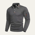 Dama Washington Wade men's quilted polo shirt gray long sleeve - front view