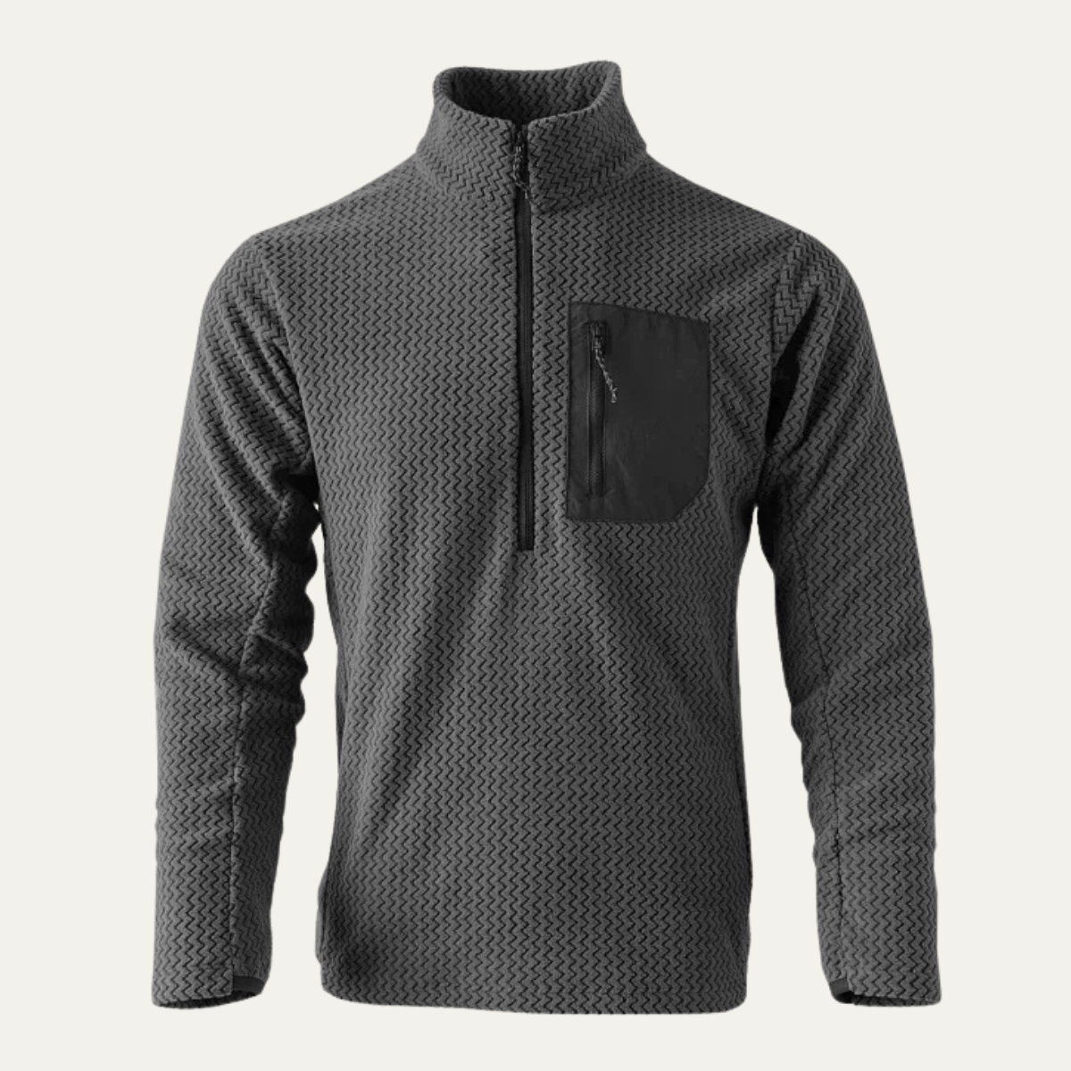 Jasper | Men's Quarter Zip Sweater Taupe Waffle Knit