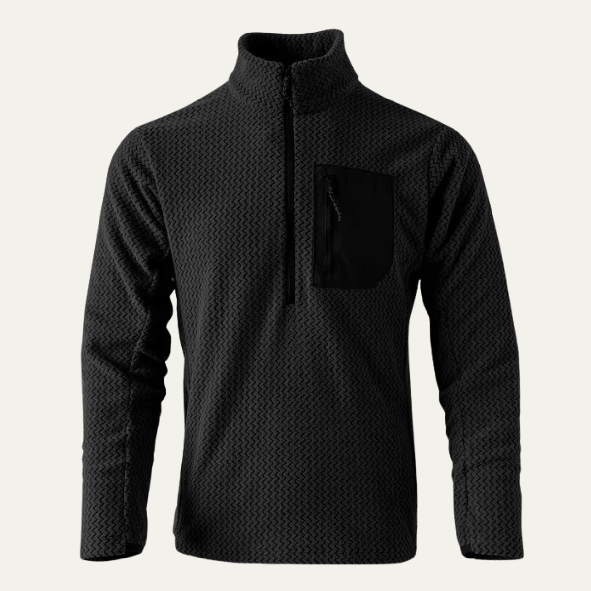 Jasper | Men's Quarter Zip Sweater Taupe Waffle Knit