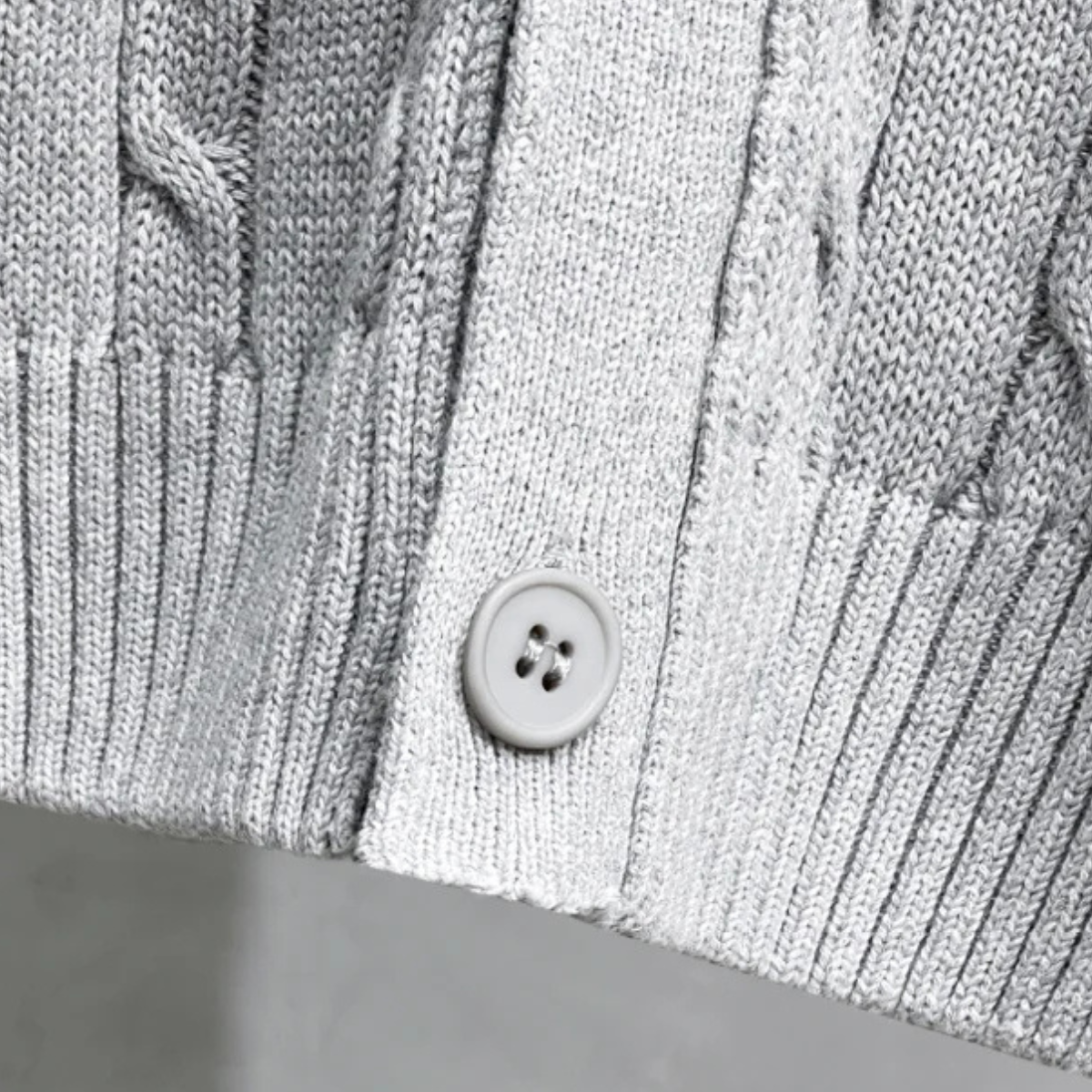 Axel | Men's Cable Knit Cardigan Gray Button Up