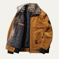 Dama Washington Beau men's corduroy bomber jacket camel sherpa collar - front view