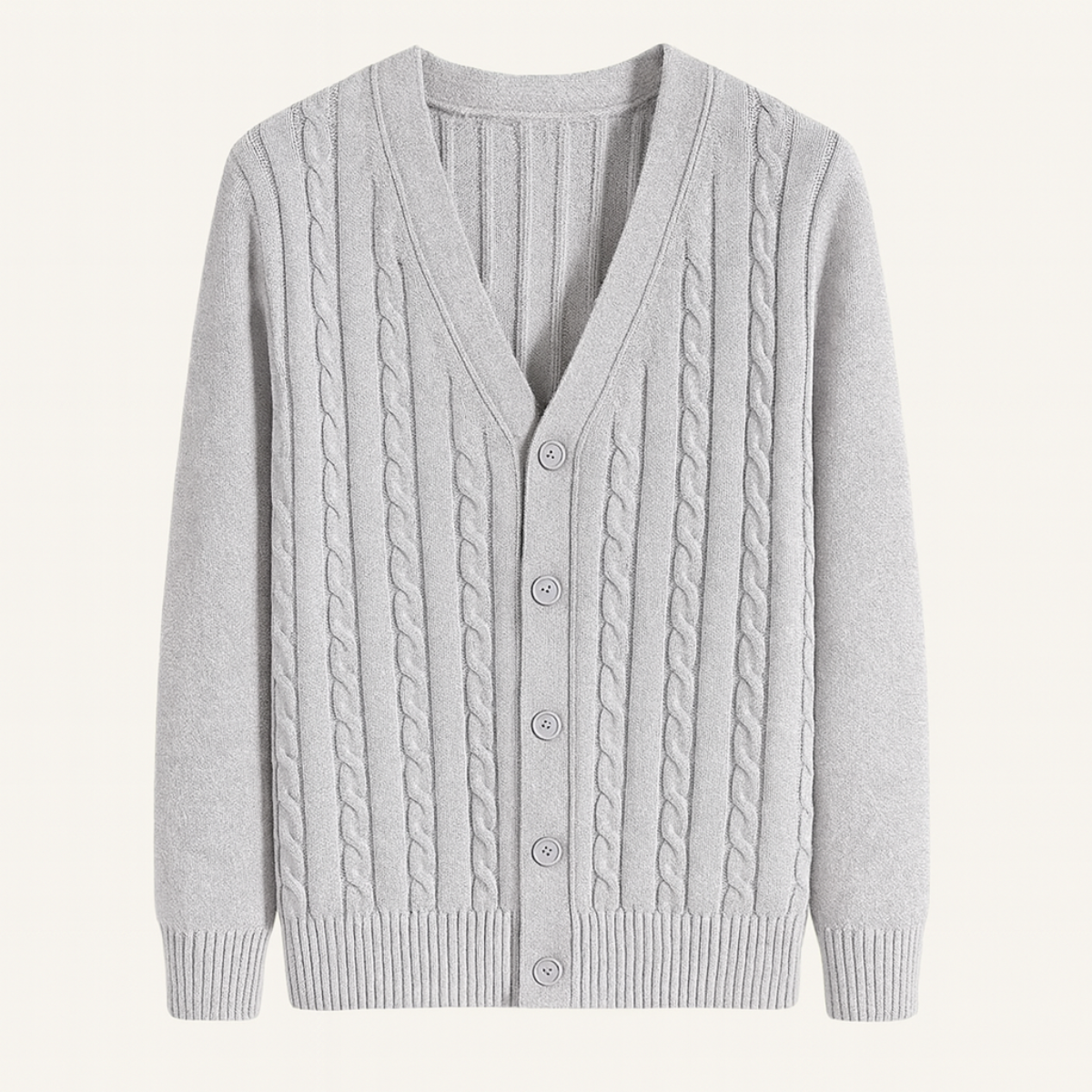 Axel | Men's Cable Knit Cardigan Gray Button Up