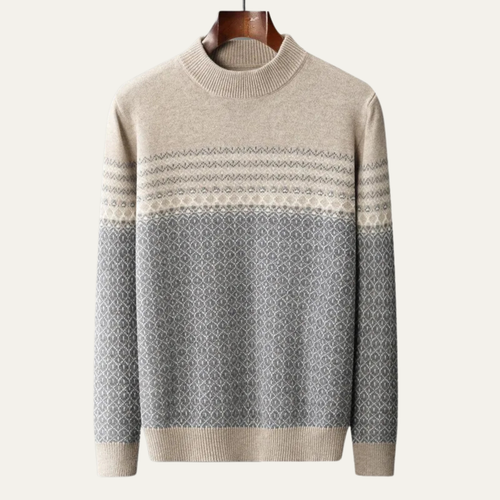 Dama Washington Ash men's crew neck sweater gray geometric jacquard knit - view 2