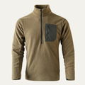 Dama Washington Jasper men's quarter zip sweater taupe waffle knit - front view