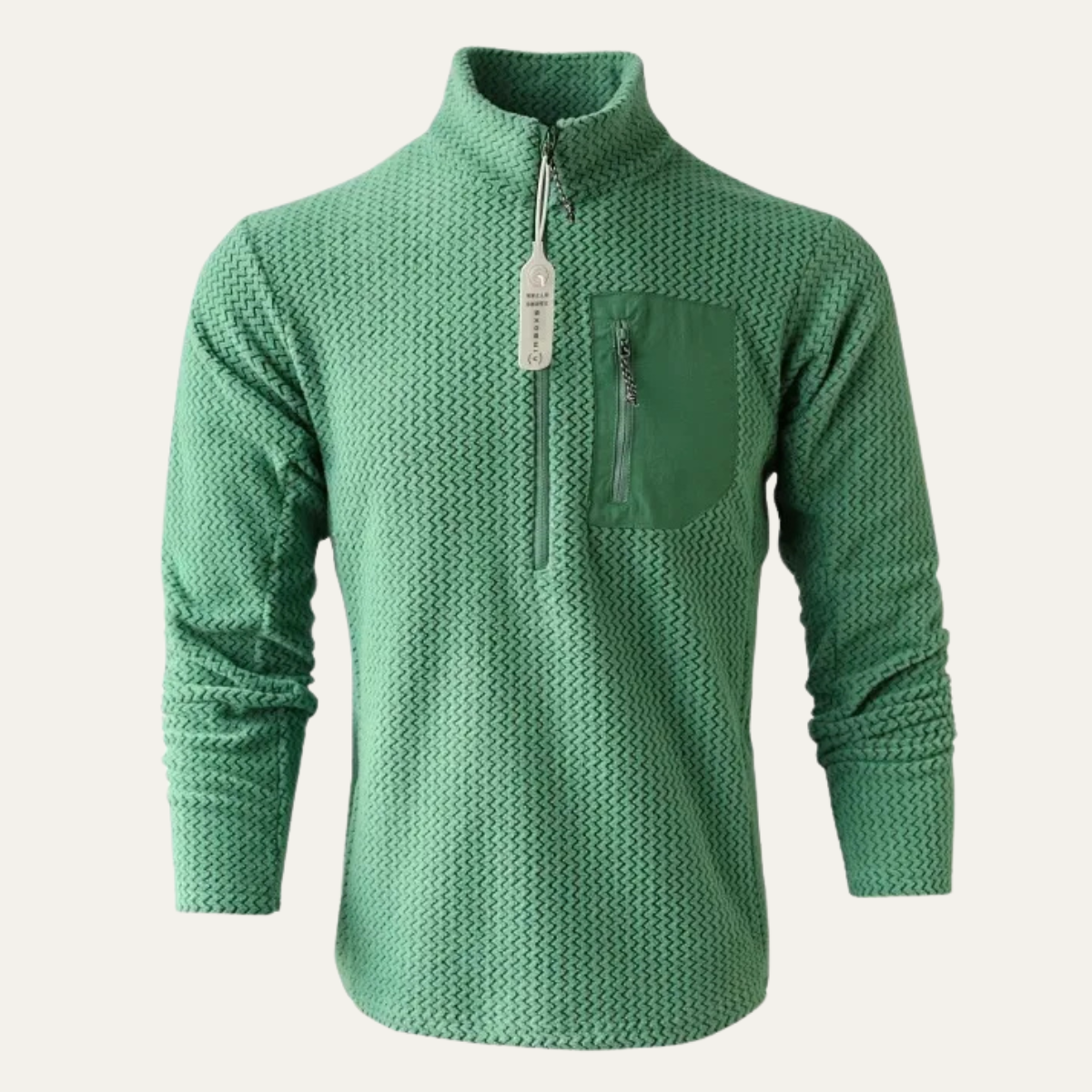 Jasper | Men's Quarter Zip Sweater Taupe Waffle Knit