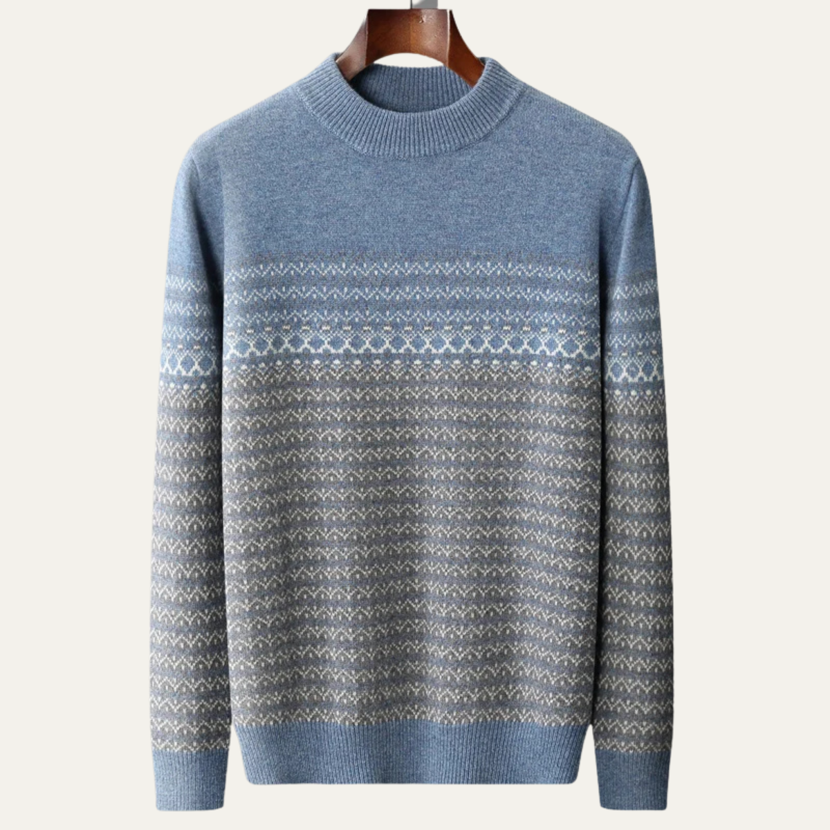 Ash | Men's Crew Neck Sweater Gray Geometric Jacquard Knit
