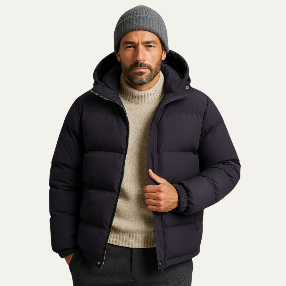 Callum | Men's Oversized Puffer Jacket Black Hooded Waterproof