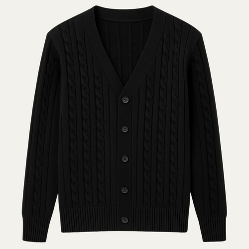 Dama Washington Axel men's cable knit cardigan gray button up - view 2