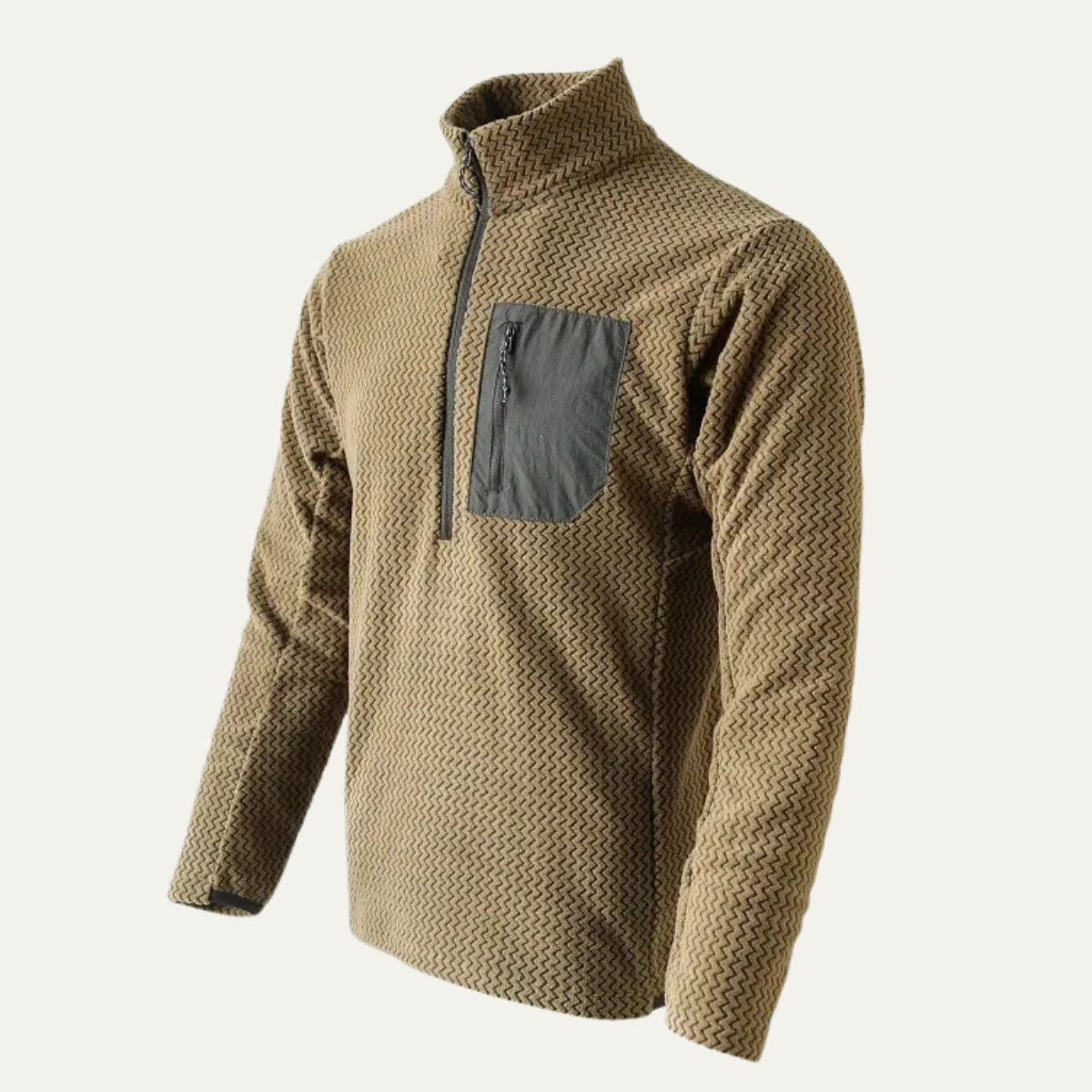 Jasper | Men's Quarter Zip Sweater Taupe Waffle Knit