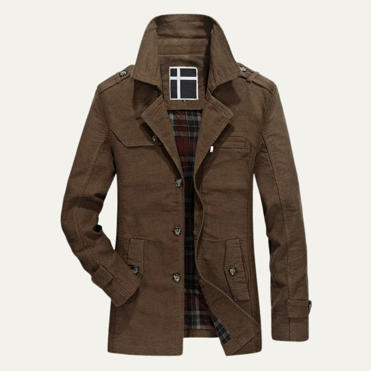 Hugo | Men's Wool Coat Khaki Button Front Collared