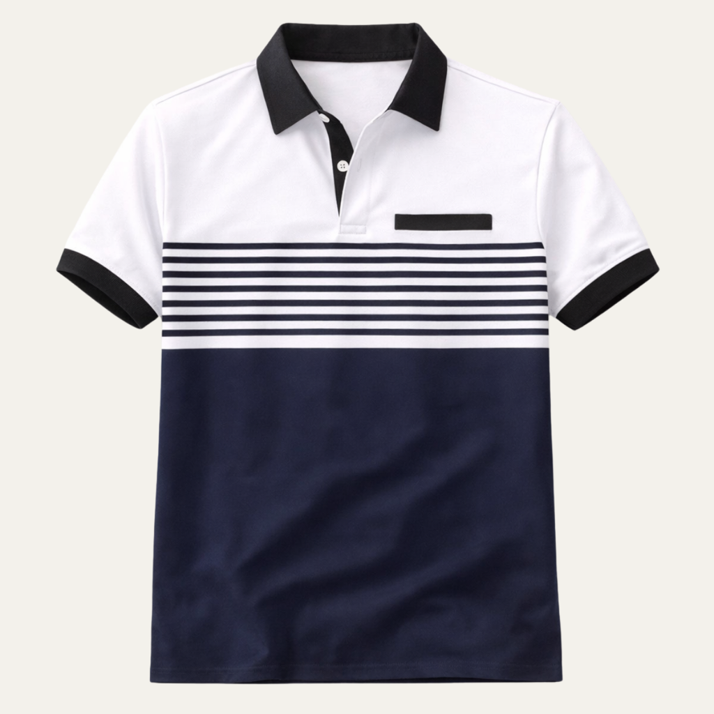 Dama Washington Hudson men's polo shirt white navy striped - view 5