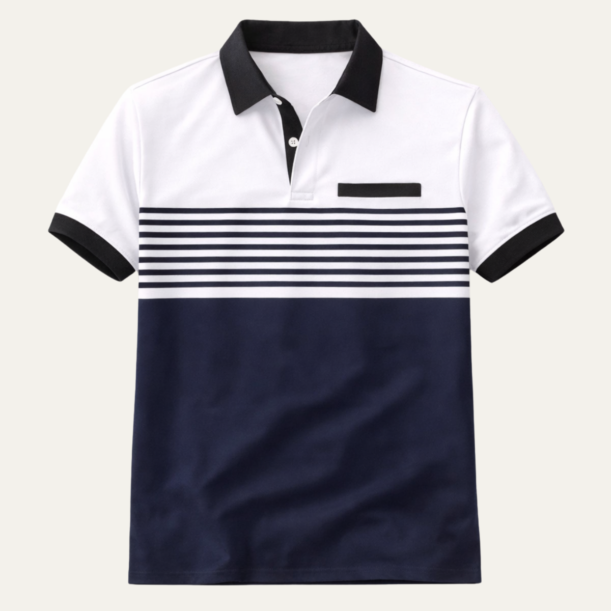 Hudson | Men's Polo Shirt White Navy Striped