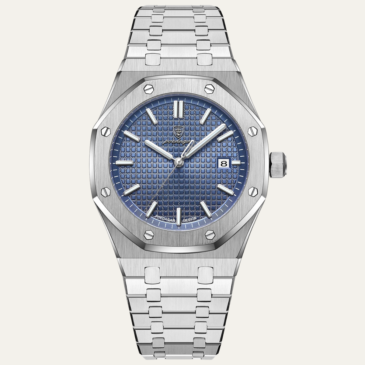 Ezra | Men's Stainless Steel Watch Blue Dial Date Display