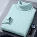 Dama Washington Voss men's turtleneck sweater light blue cashmere - front view