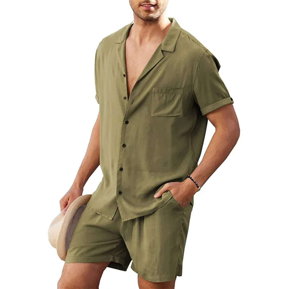 Ash | Men's Camp Collar Shirt Black Short Sleeve