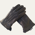 Dama Washington Rhys men's black leather winter gloves touchscreen - front view