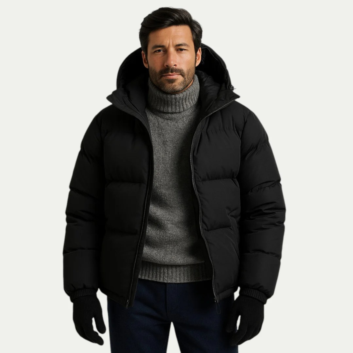 Callum | Men's Oversized Puffer Jacket Black Hooded Waterproof