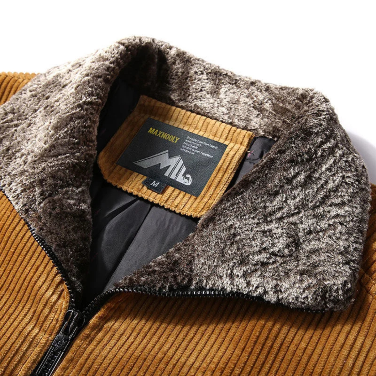 Beau | Men's Corduroy Bomber Jacket Camel Sherpa Collar