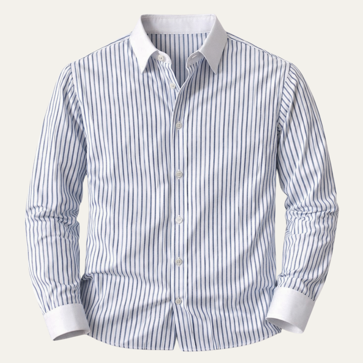 Blake | Men's Dress Shirt Blue Stripe White Collar Long Sleeve