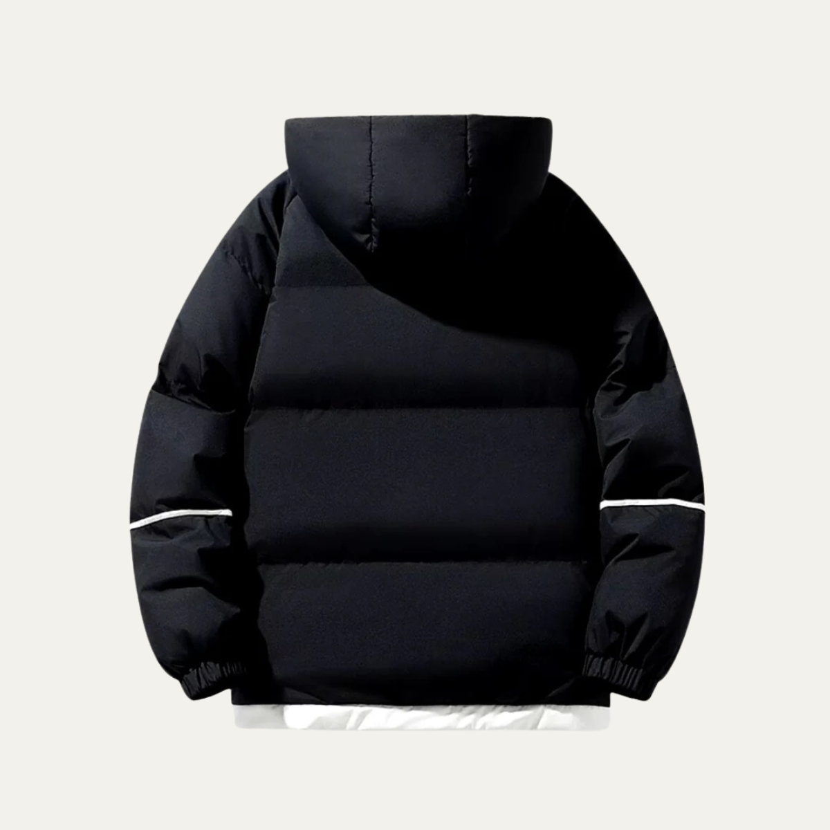 Jude | Men's Puffer Jacket Black White Hooded Waterproof