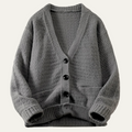 Dama Washington Bram men's oversized cardigan gray cable knit button up - front view