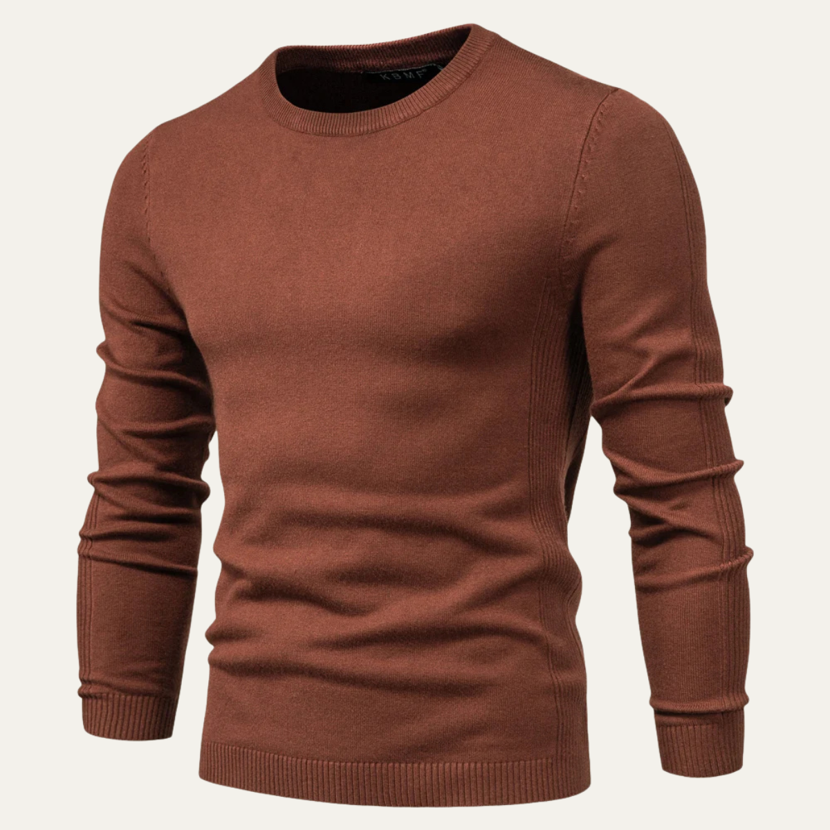 Kael | Men's Crew Neck Sweater Brown Long Sleeve Knit