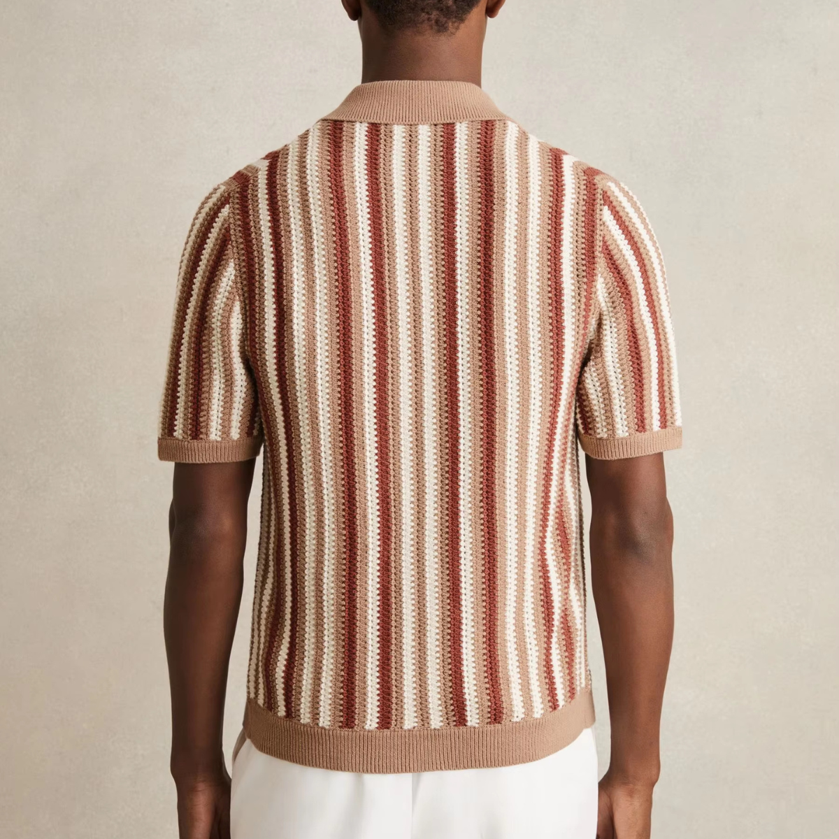 Ezra | Men's Striped Button Up Shirt Cream Red