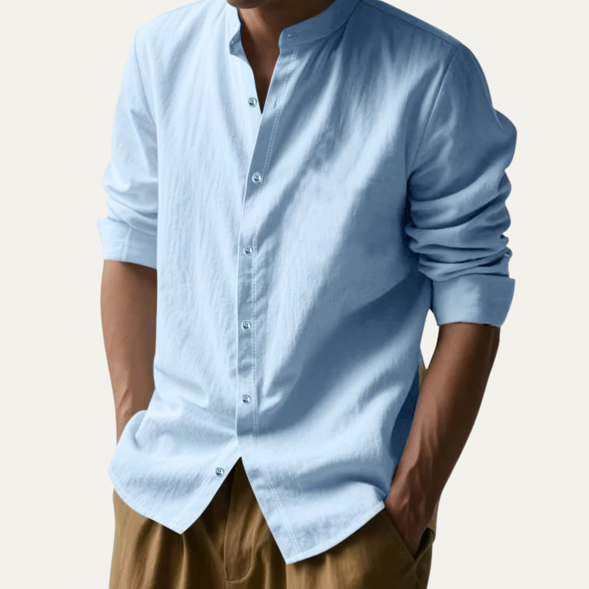 Axel | Men's Casual Cotton Linen Button Down Shirt White