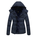 Dama Washington Nola women's puffer jacket navy hooded winter coat - front view