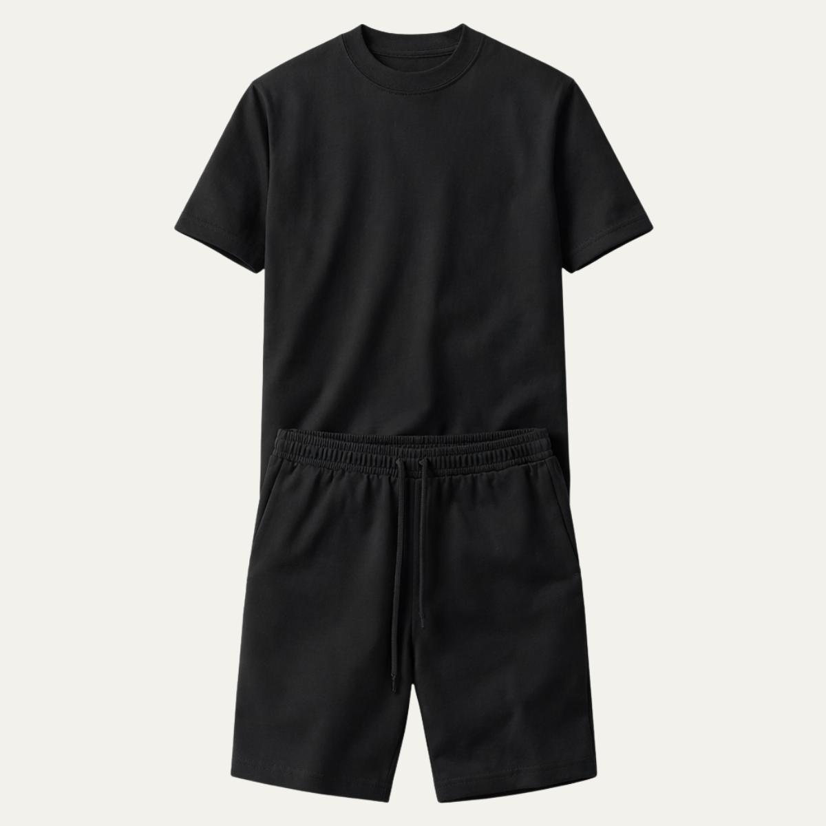 Beau | Men's Sweatsuit Black Casual Crew Neck