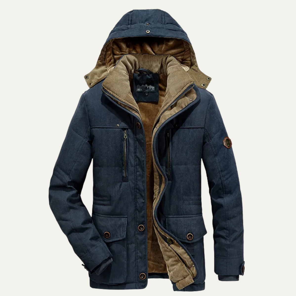 Wyatt | Men's Winter Puffer Jacket Navy Hooded Quilted