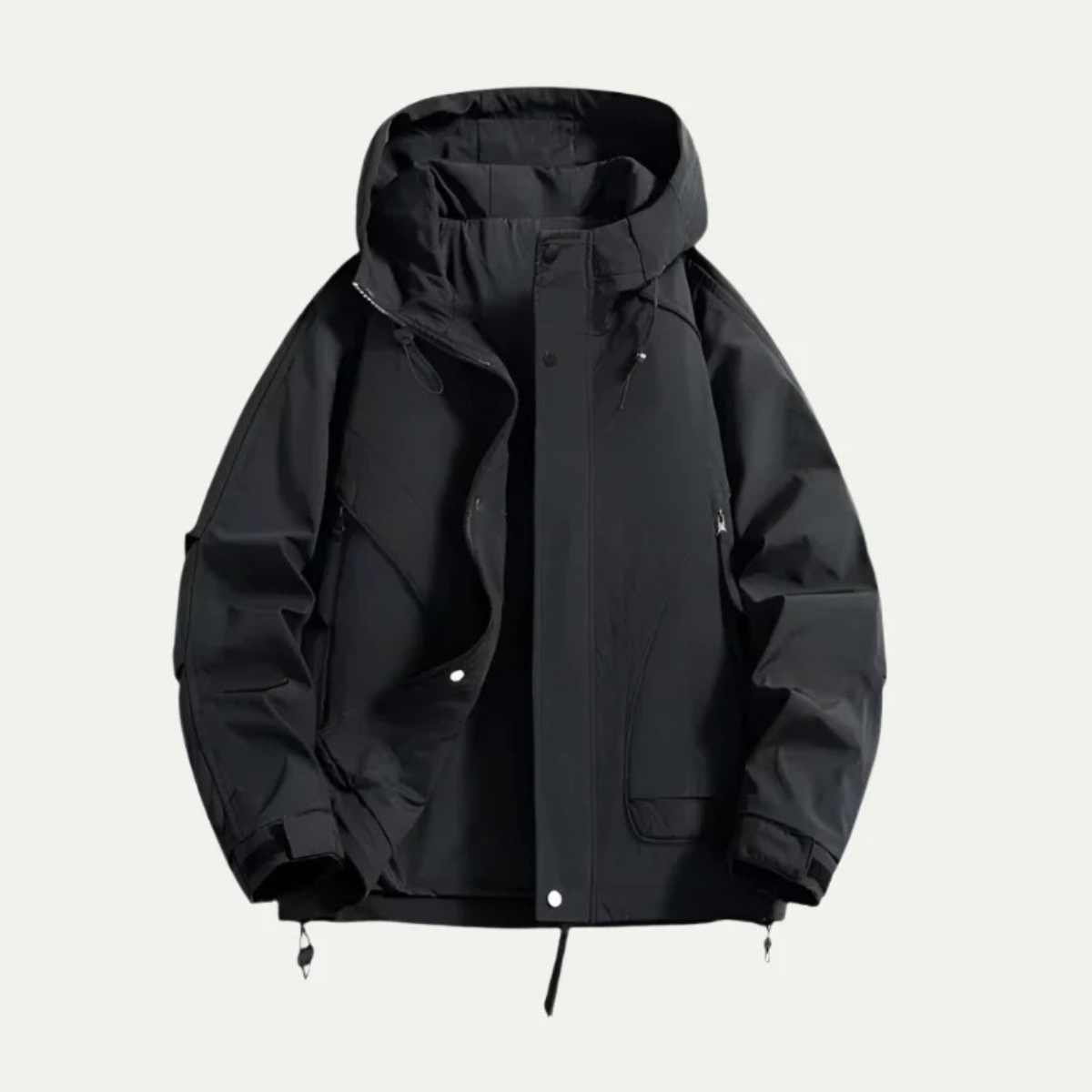 Axel | Men's Oversized Puffer Jacket Black Hooded Windbreaker