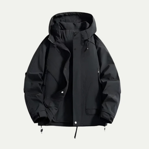 Dama Washington Axel men's oversized puffer jacket black hooded windbreaker - front view