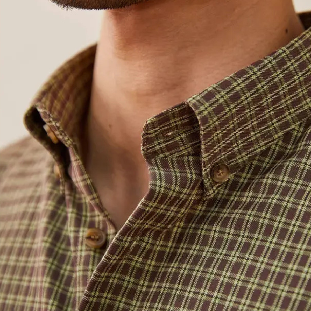 Ash | Men's Casual Check Button Up Shirt Olive