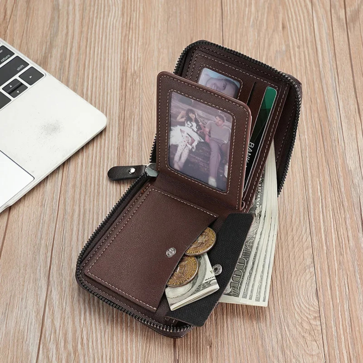 Valbonne leather zip wallet