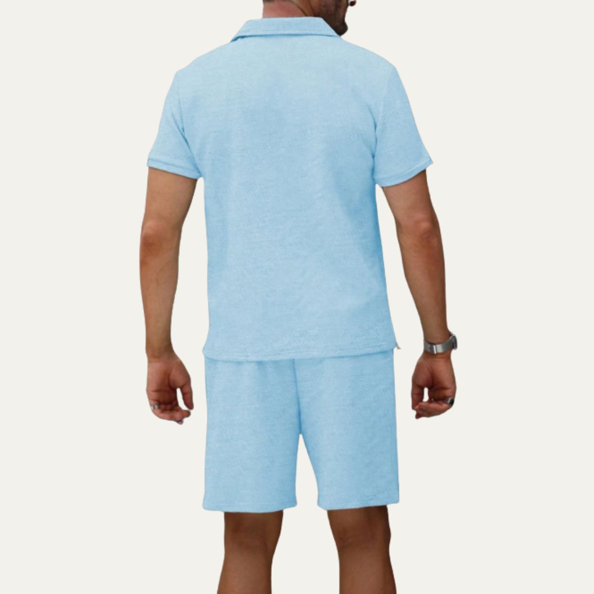 Jude | Men's Sweatsuit Light Blue Polo Short Sleeve
