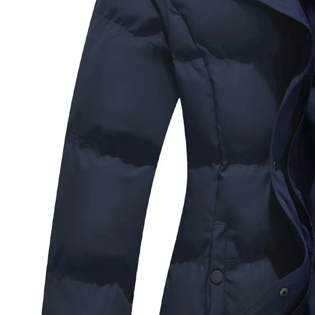 Nola | Women's Puffer Jacket Navy Hooded Winter Coat