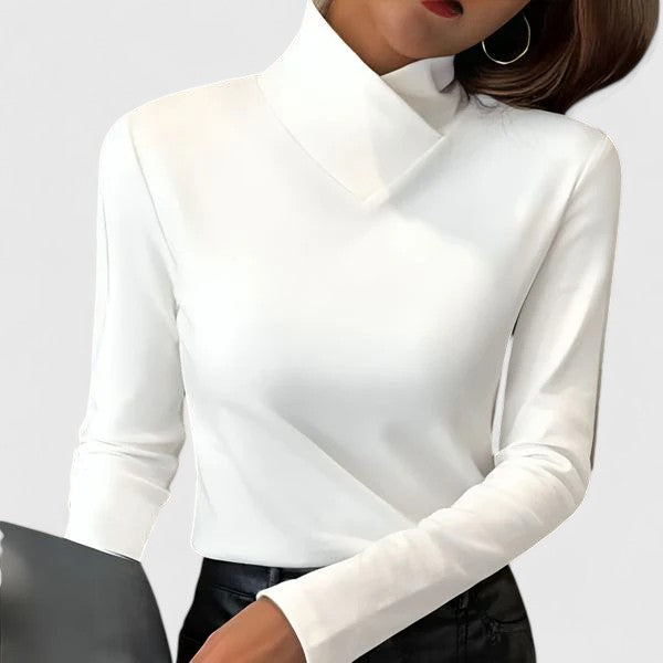 Luisa | Women's Mock Neck Long Sleeve Top Cream