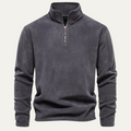 Dama Washington Axel men's quarter zip sweater charcoal gray - front view