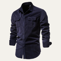 Dama Washington Axel men's denim shirt navy long sleeve casual - front view