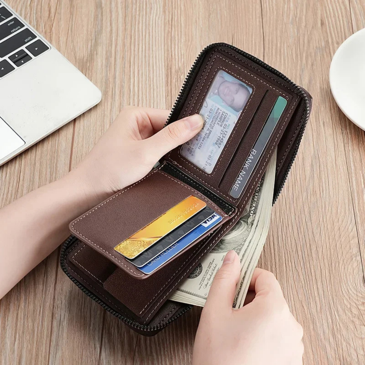 Valbonne leather zip wallet