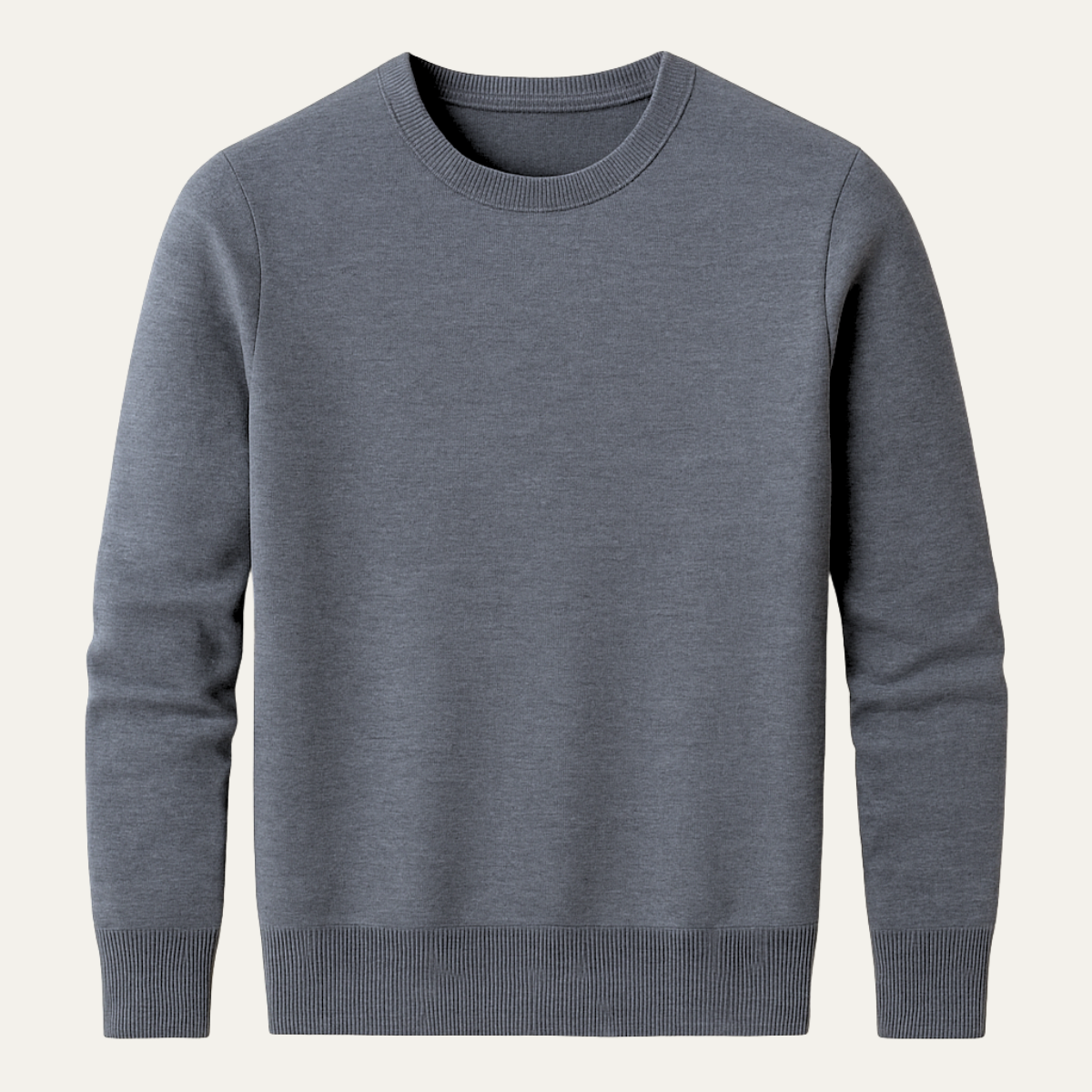 Kade | Men's Crew Neck Sweater Gray Ribbed Knit