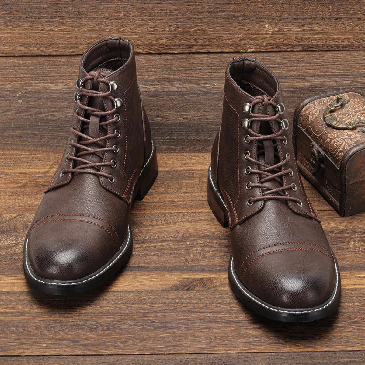 Blake | Men's Leather Lace Up Ankle Boots Gray