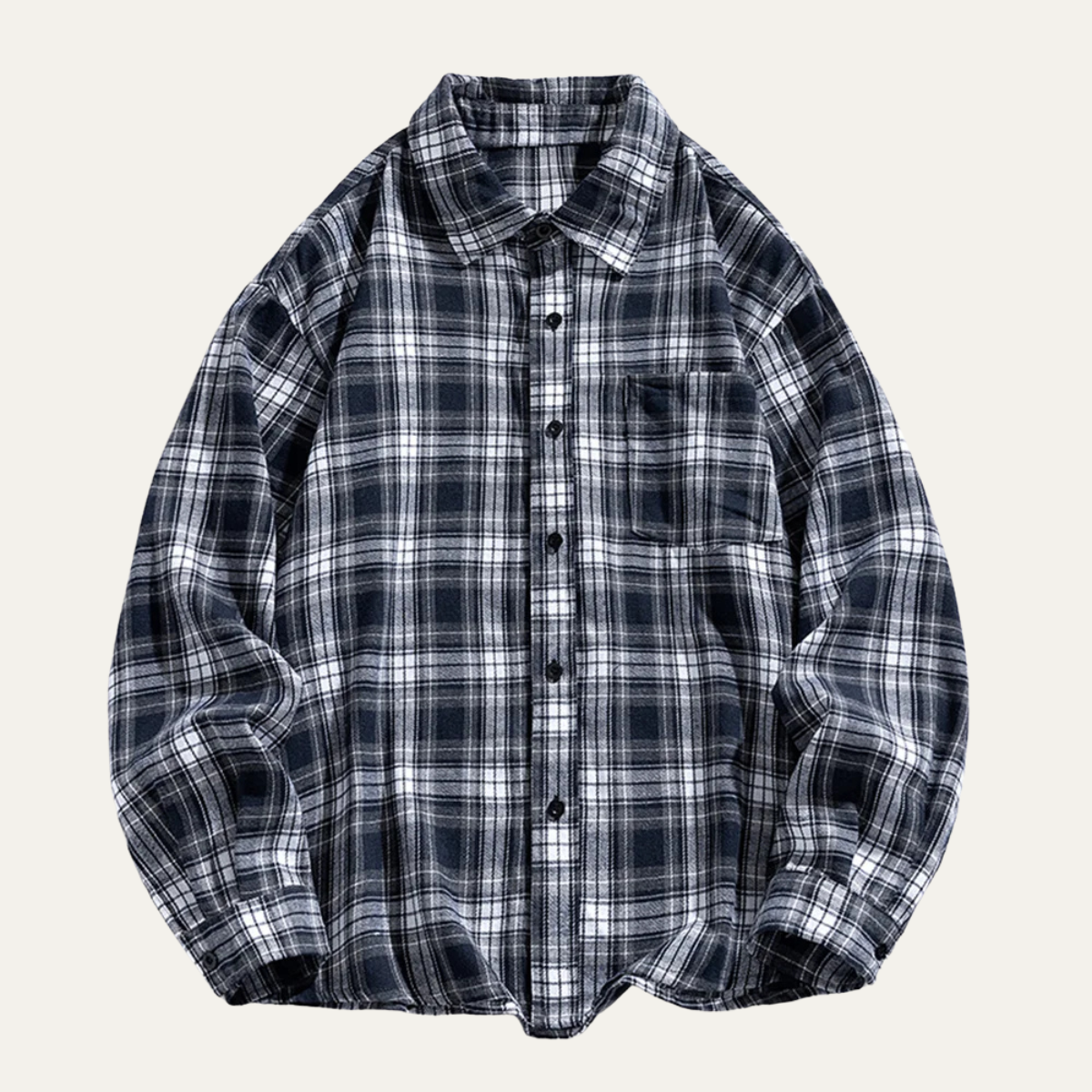 Ezra | Men's Oversized Flannel Shirt Black White Plaid