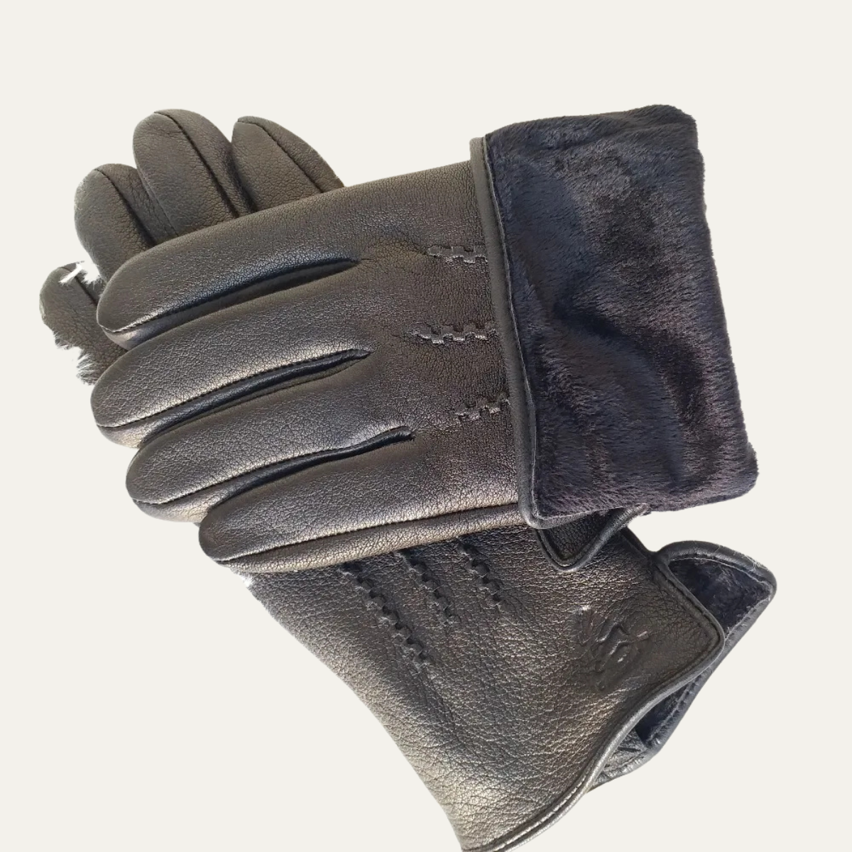 Rhys | Men's Black Leather Winter Gloves Touchscreen